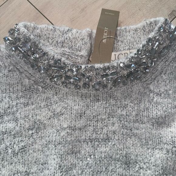 NWT Jcrew Embellished pullover sweater with rhinestone collar and sparkle knit M - Picture 6 of 12